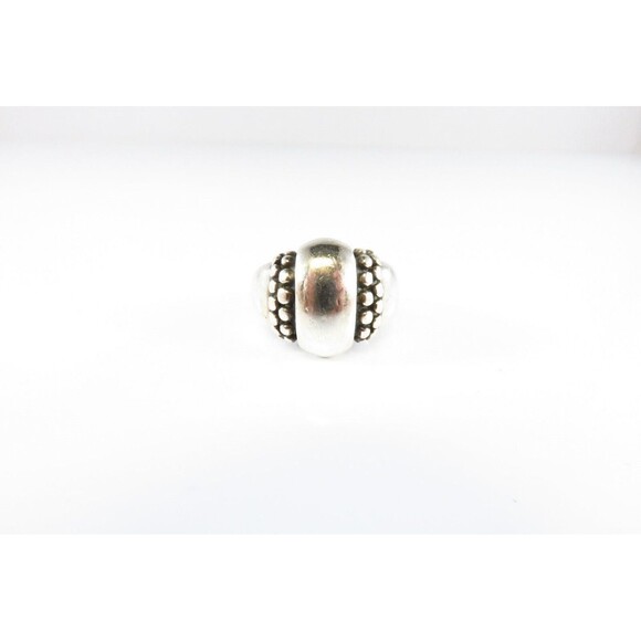 Sterling Silver & Beaded Oval Dome Ring Designer Style Size 4 1/2 - Picture 1 of 9